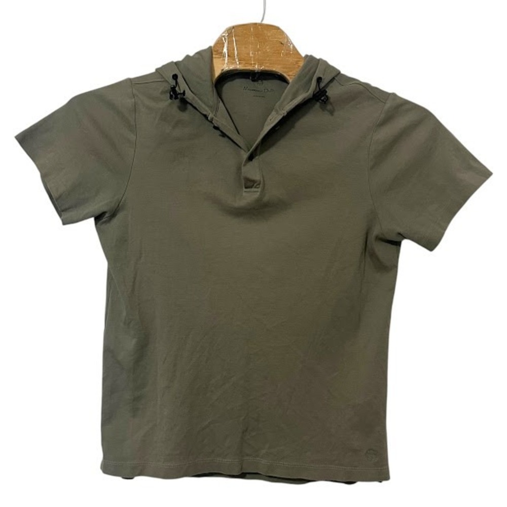 Massimo Dutti Green Hooded Short Sleeve Drawstring Shirt Womens‎ L
